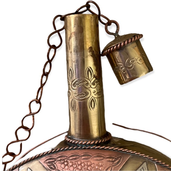 Vintage Rare Middle Eastern Canteen, Drinking Vessel 12" Tall X 7" 3 Tone Copper - Picture 6 of 7